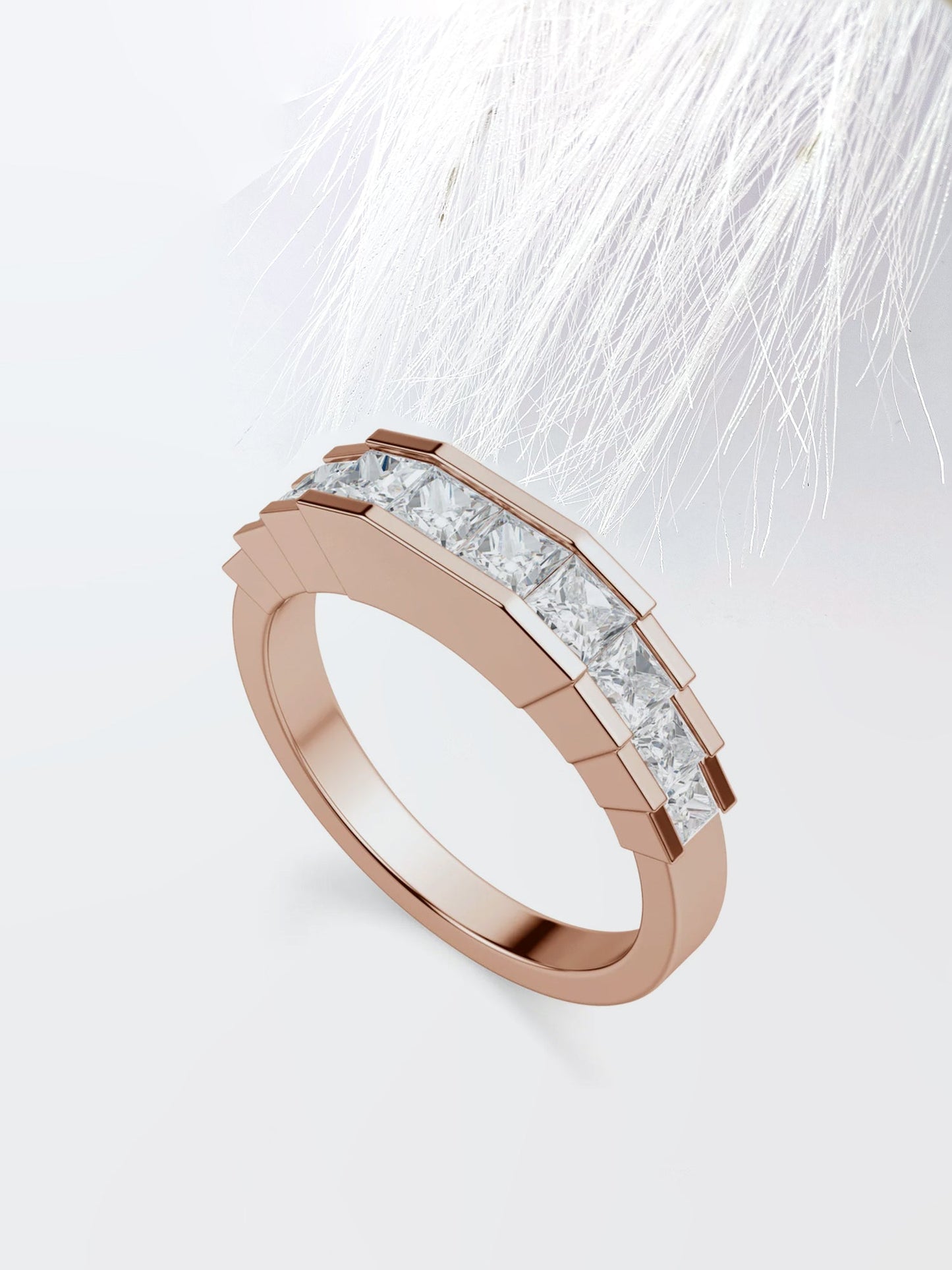 Princess Cut Channel Diamond Wedding Band For Her