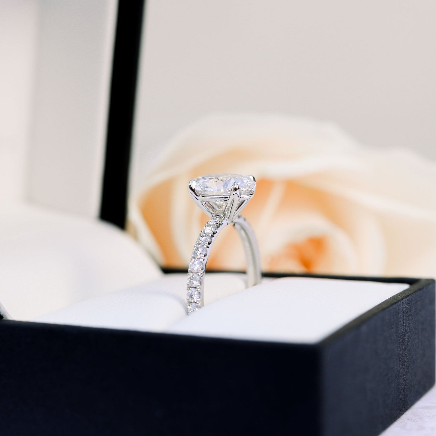 2.25CT Oval Cut Moissanite Pave Diamond Engagement Ring