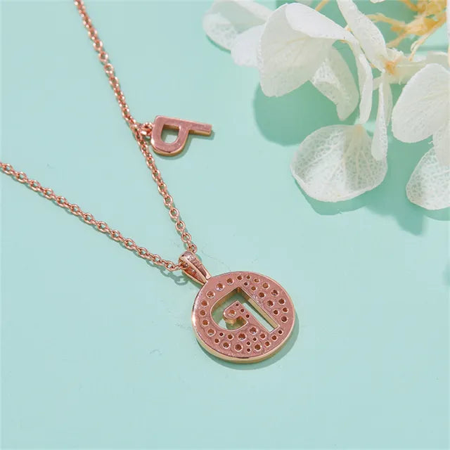 \ P \" Letter Moissanite Diamond Necklace for Women"