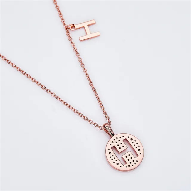 \ H \" Letter Moissanite Diamond Necklace for Women"