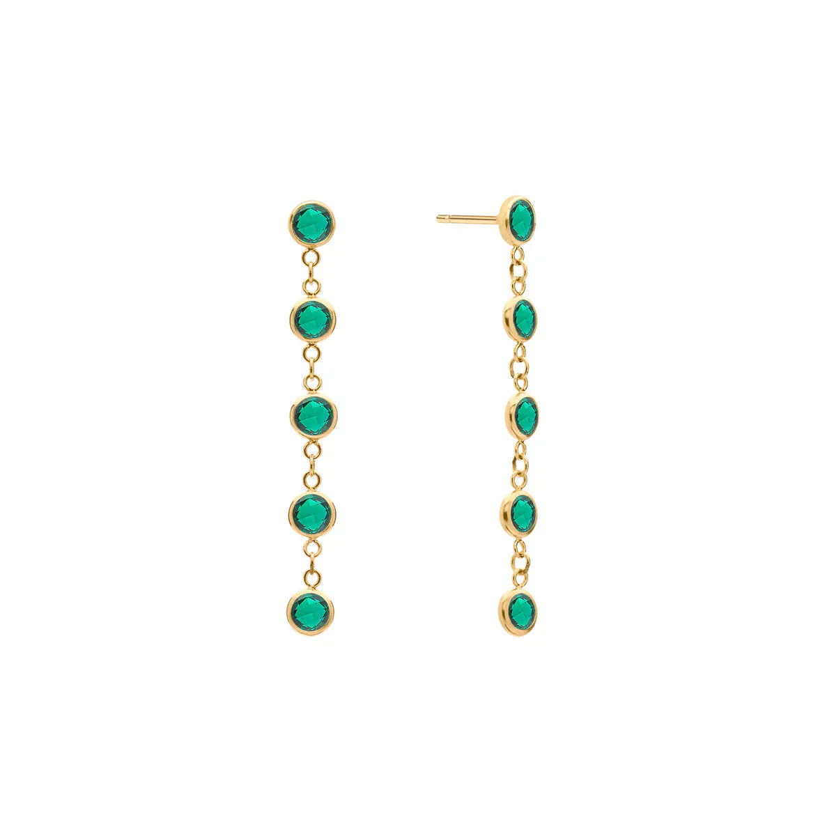 5.04TCW Round Cut Emerald Moissanite May Birthstone Dangle Earrings