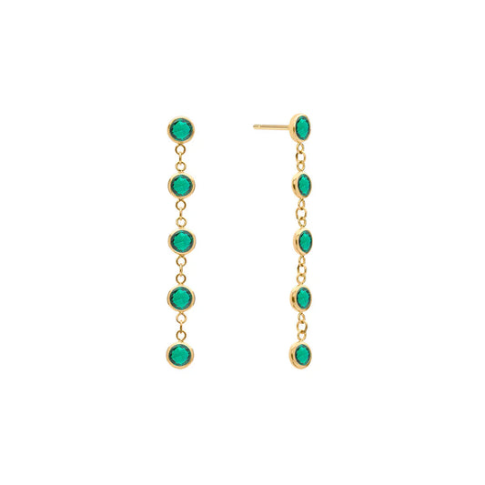 5.04TCW Round Cut Emerald Moissanite May Birthstone Dangle Earrings