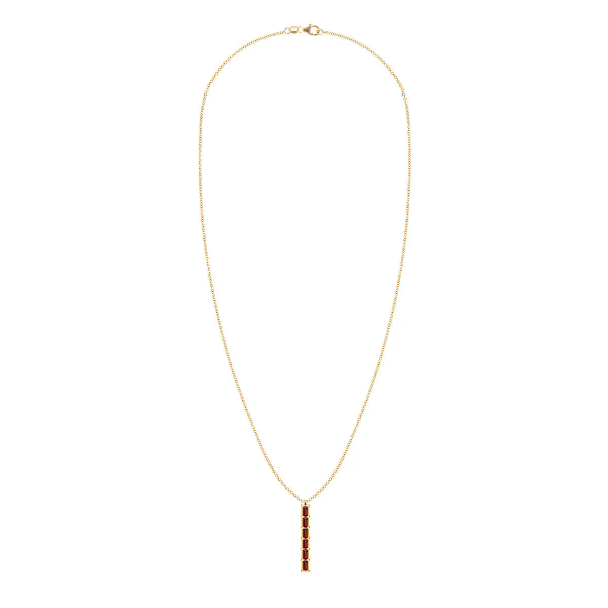 1.0 TCW Baguette Cut Red Garnet Moissanite Necklace-January Birthstone