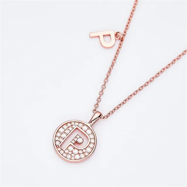 \ P \" Letter Moissanite Diamond Necklace for Women"