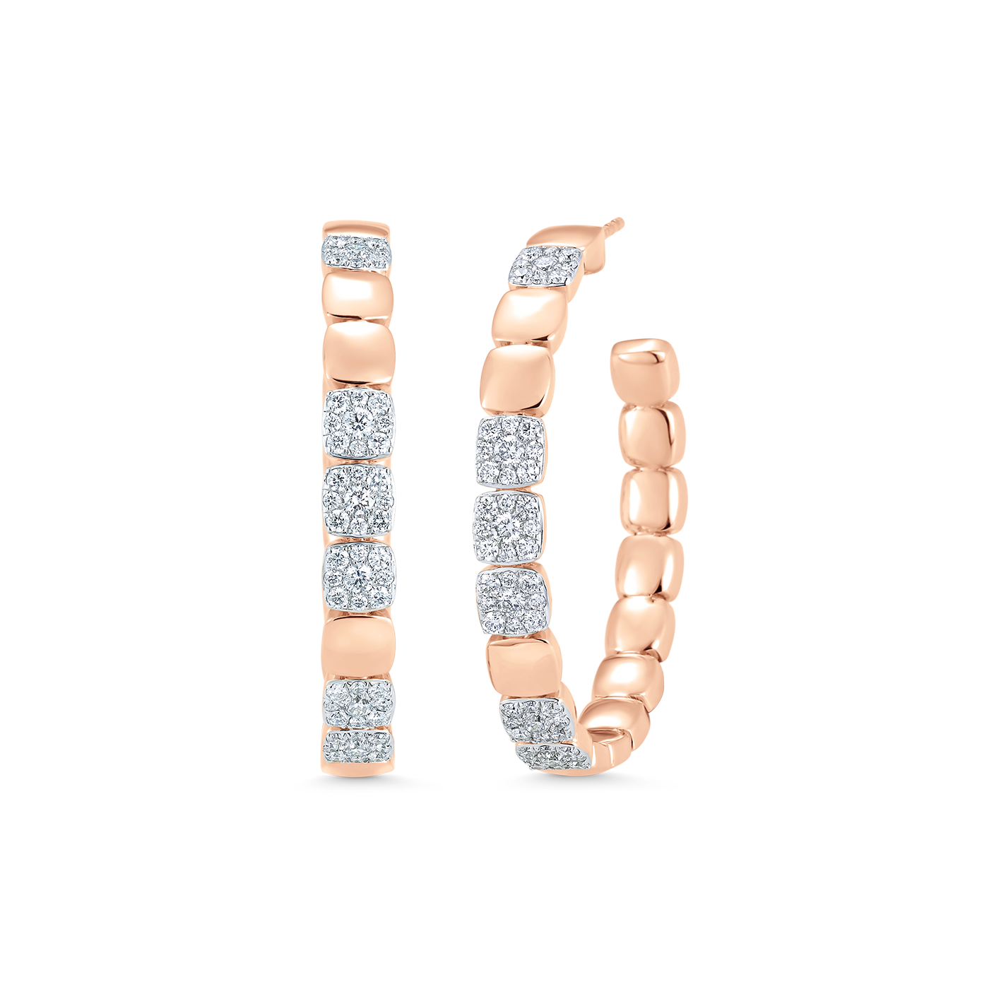 1.21 TCW Round Moissanite Diamond Beaded Hoop Earrings