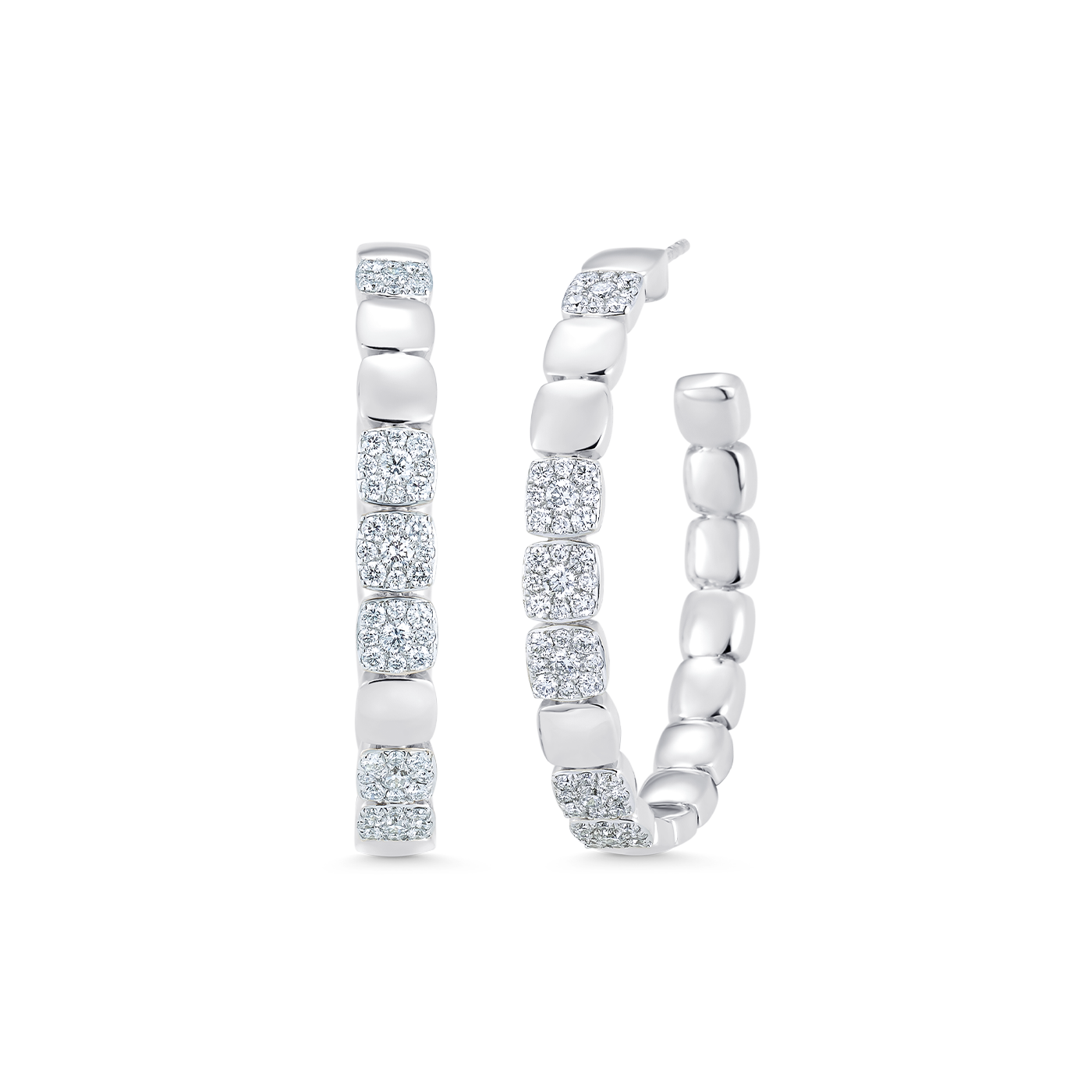 1.21 TCW Round Moissanite Diamond Beaded Hoop Earrings