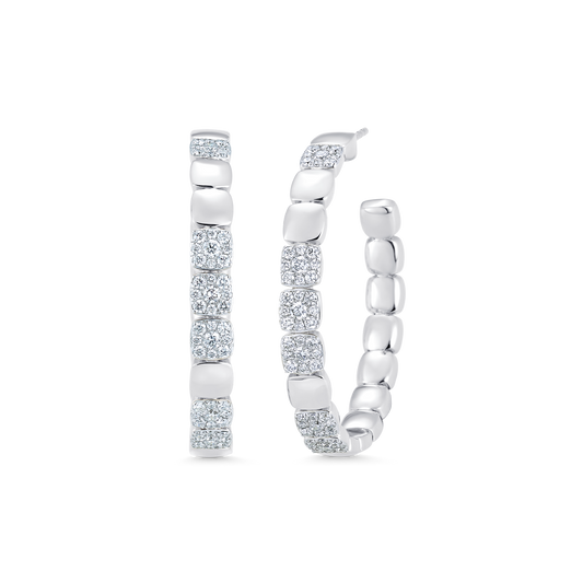 1.21 TCW Round Moissanite Diamond Beaded Hoop Earrings