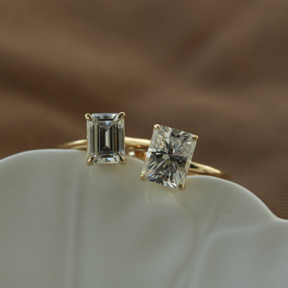 1.7ct Emerald Cut Moissanite Solitaire Diamond Engagement Ring