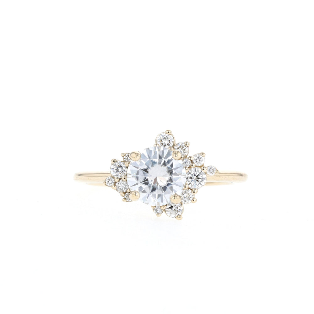 1.05ct Round Cluster Diamond Moissanite Engagement Ring