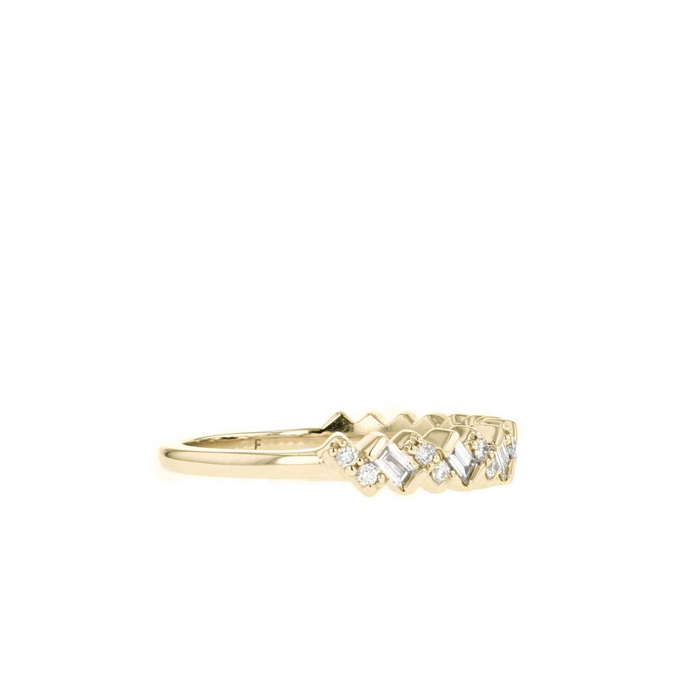 0.44ct Baguette And Round Moissanite Half Eternity Diamond Wedding Band