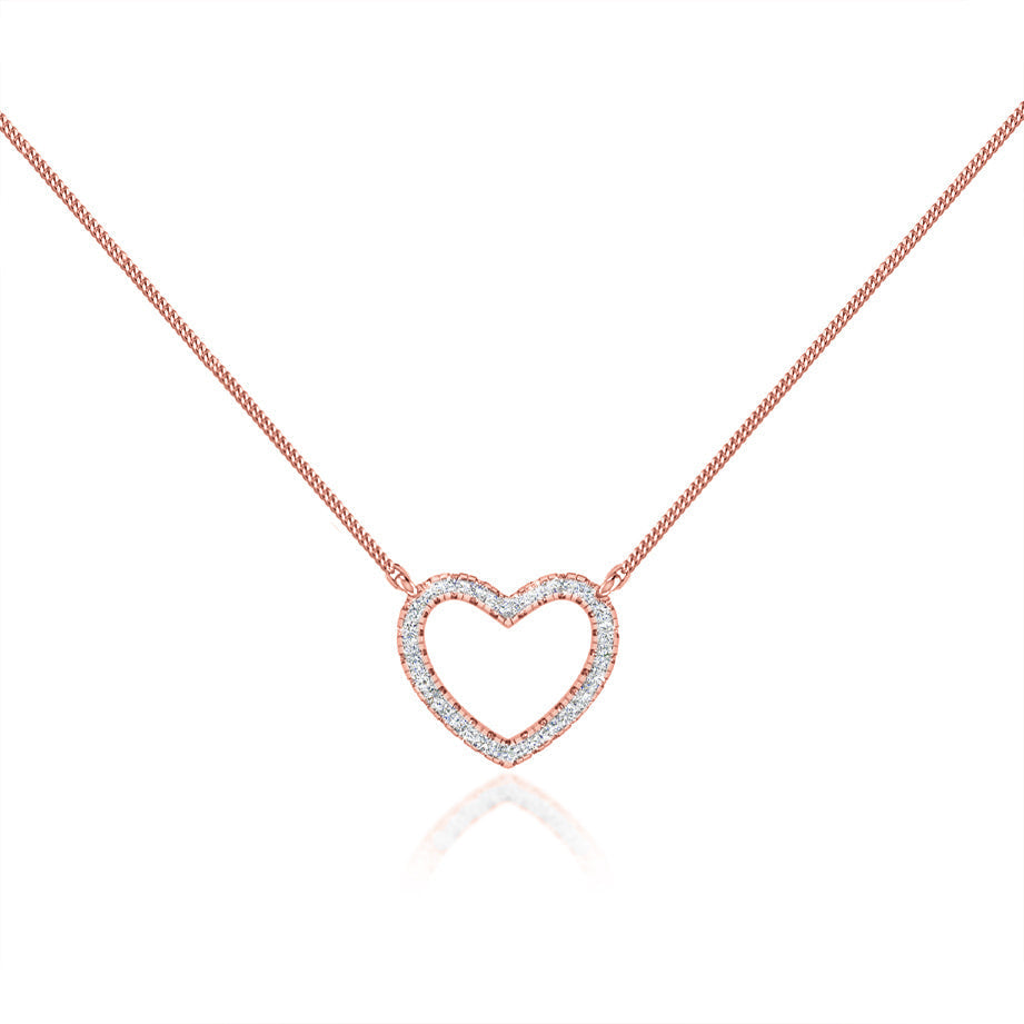 0.24 TCW Round Moissanite Diamond Heart Pendent Necklace