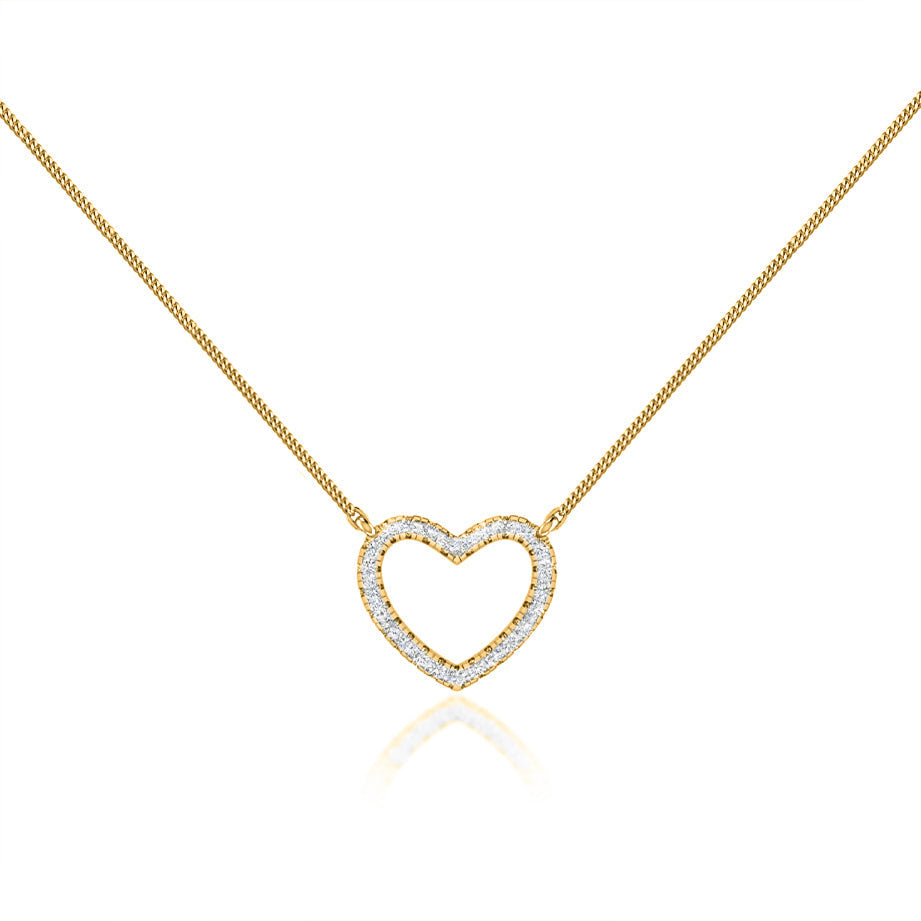 0.24 TCW Round Moissanite Diamond Heart Pendent Necklace