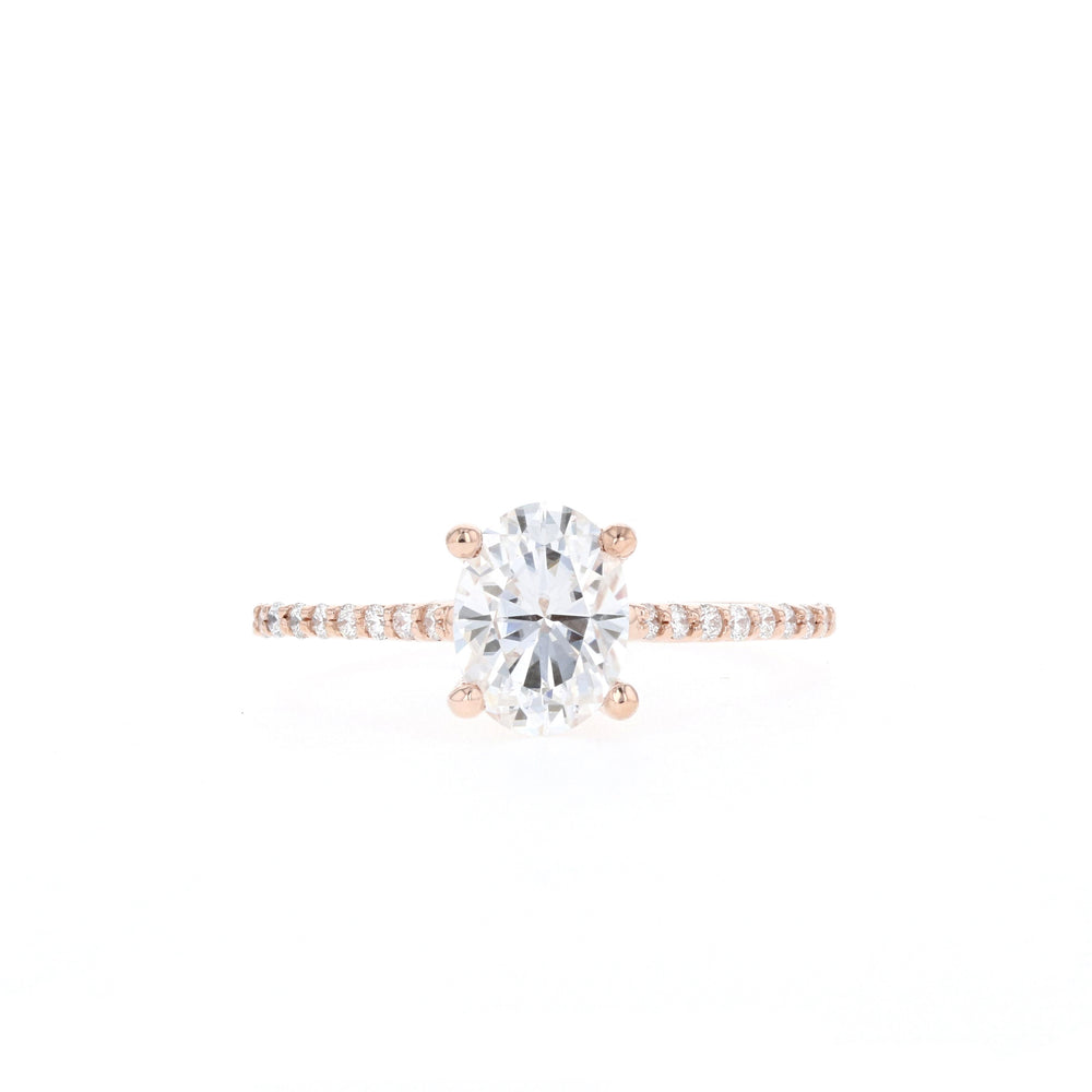 1.20CT Oval Moissanite Pave Diamond Engagement Ring