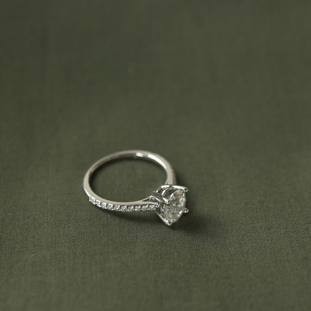 1.20CT Oval Moissanite Pave Diamond Engagement Ring