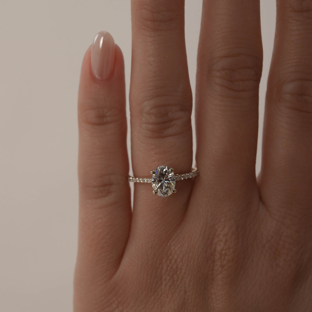 1.20CT Oval Moissanite Pave Diamond Engagement Ring