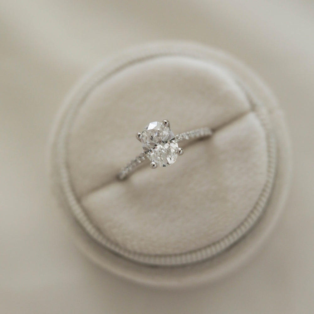 1.20CT Oval Moissanite Pave Diamond Engagement Ring