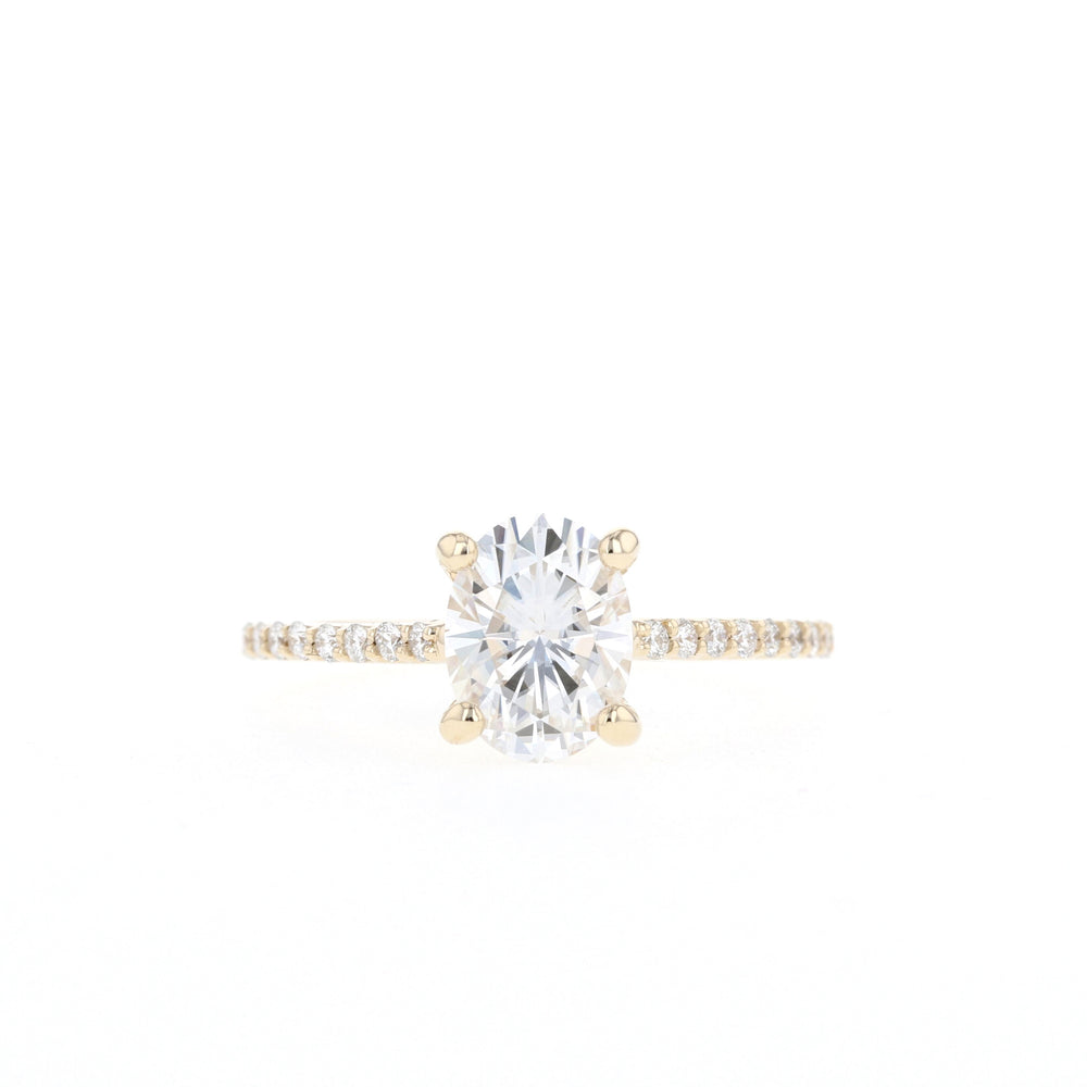 1.20CT Oval Moissanite Pave Diamond Engagement Ring