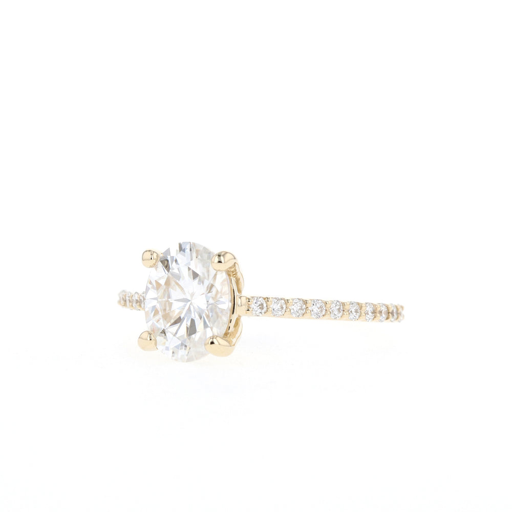 1.20CT Oval Moissanite Pave Diamond Engagement Ring