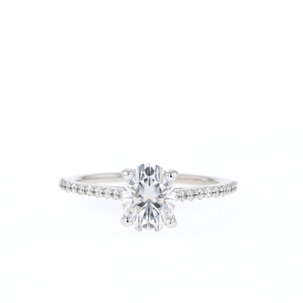 1.20CT Oval Moissanite Pave Diamond Engagement Ring