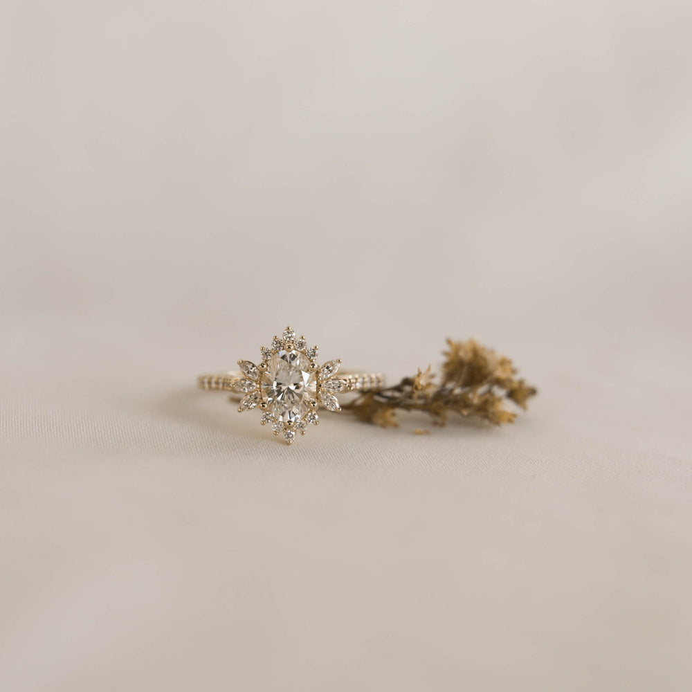 1.20CT Oval Cut Cluster Moissanite Diamond Engagement Ring