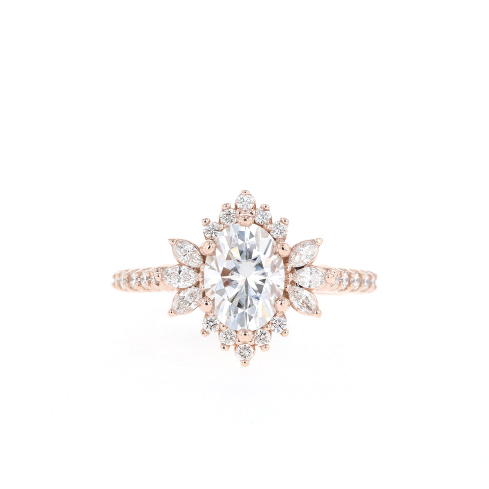 1.20CT Oval Cut Cluster Moissanite Diamond Engagement Ring
