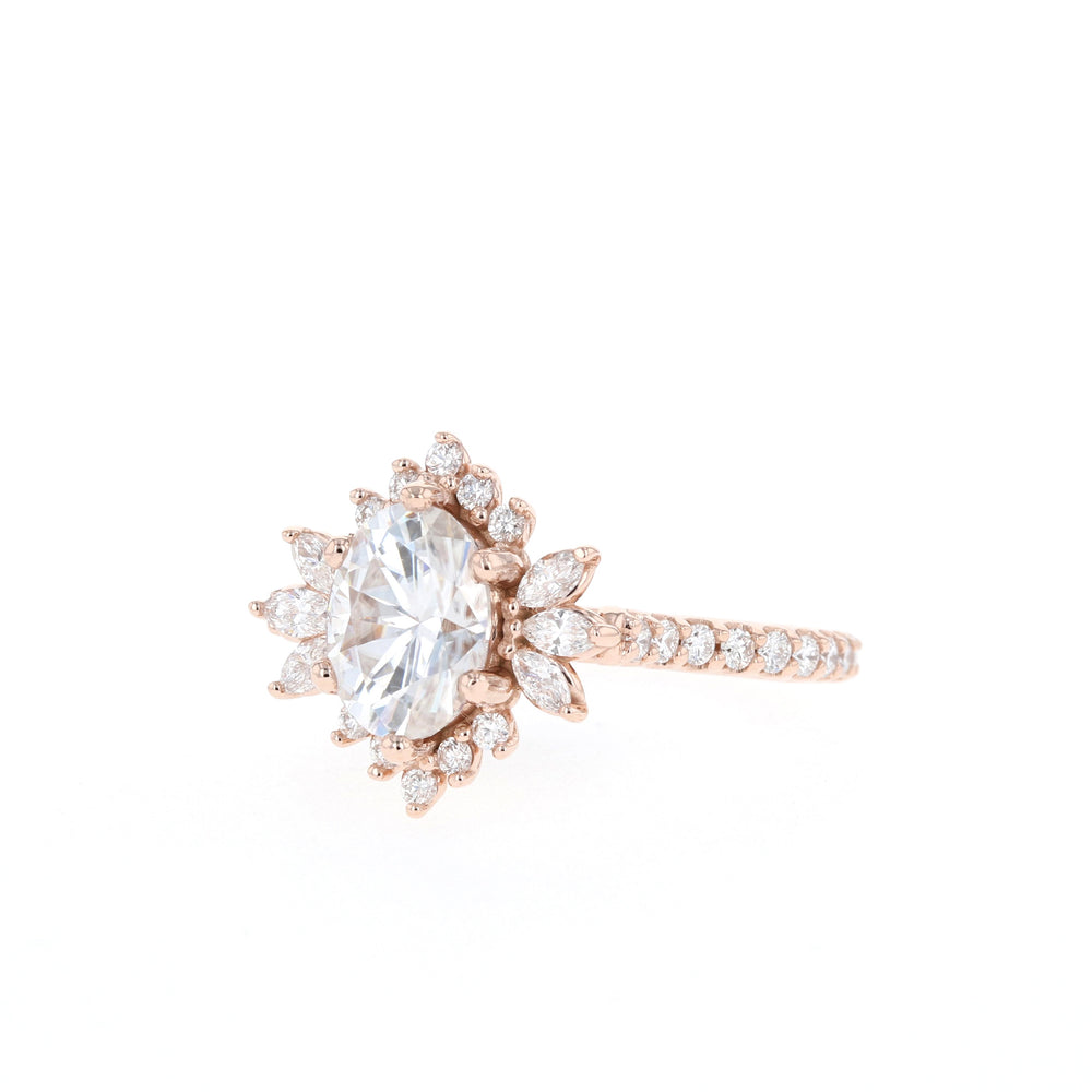 1.20CT Oval Cut Cluster Moissanite Diamond Engagement Ring