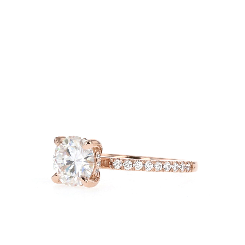 1.30CT Round Moissanite Hidden Halo Diamond Engagement Ring