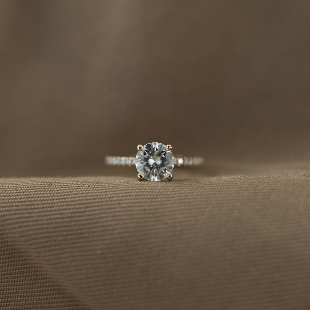 1.30CT Round Moissanite Hidden Halo Diamond Engagement Ring