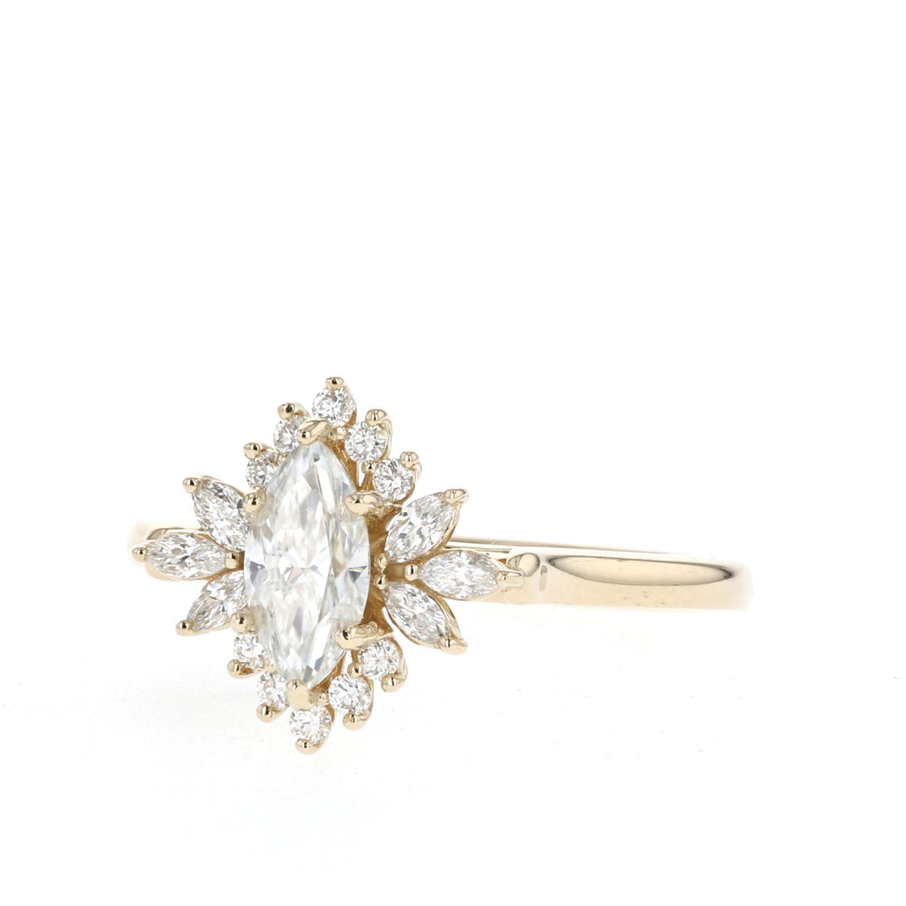 1.0CT Marquise Cut Cluster Moissanite Diamond Engagement Ring