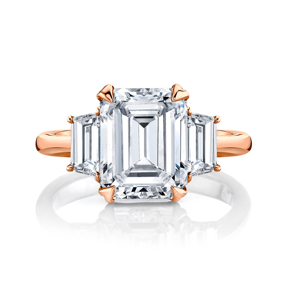 3.57CT Emerald Cut 3 Stone Moissanite Diamond Engagement Ring
