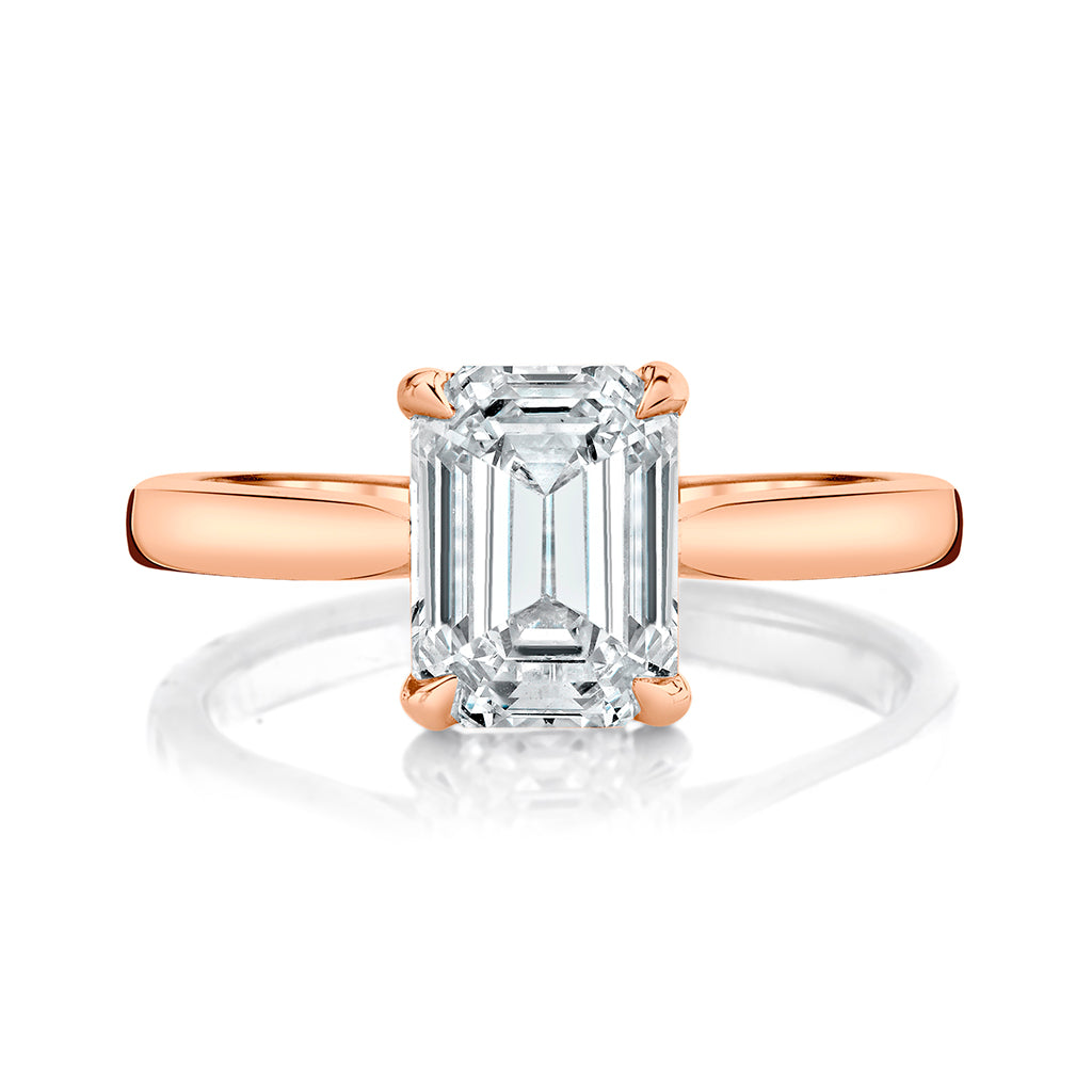 2.25ct Emerald Cut Moissanite Diamond Solitaire Engagement Ring