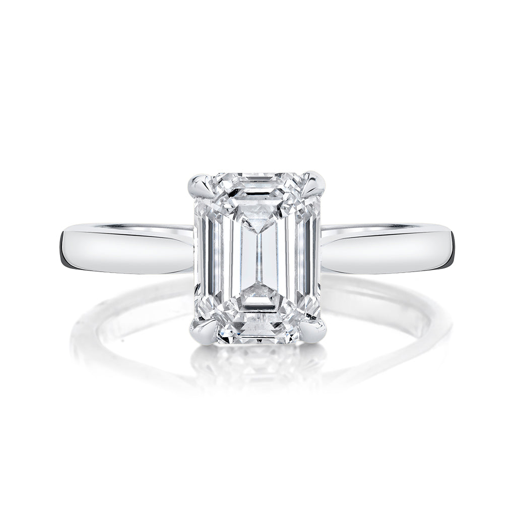 2.25ct Emerald Cut Moissanite Diamond Solitaire Engagement Ring