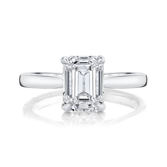 2.25ct Emerald Cut Moissanite Diamond Solitaire Engagement Ring