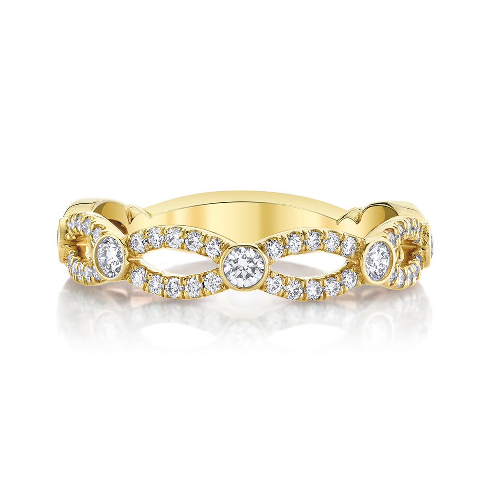 0.35ct Round Cut Petite Moissanite Diamond Criss Cross Wedding Band