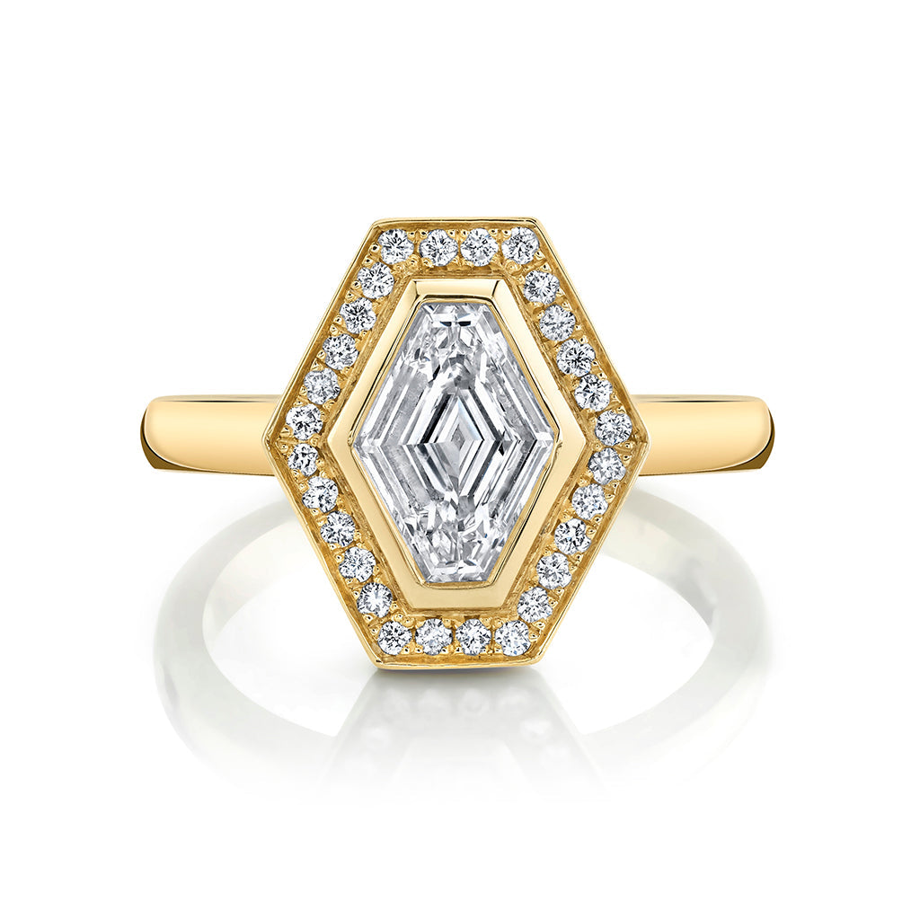 1.0CT Lozenge  Moissanite Diamond HaloEngagement Ring