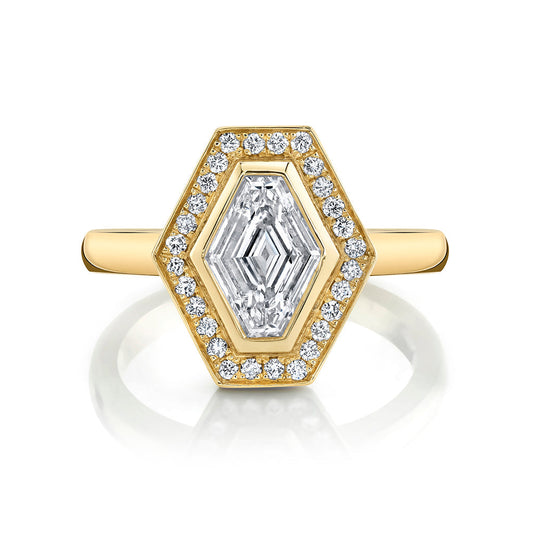 1.0CT Lozenge  Moissanite Diamond HaloEngagement Ring