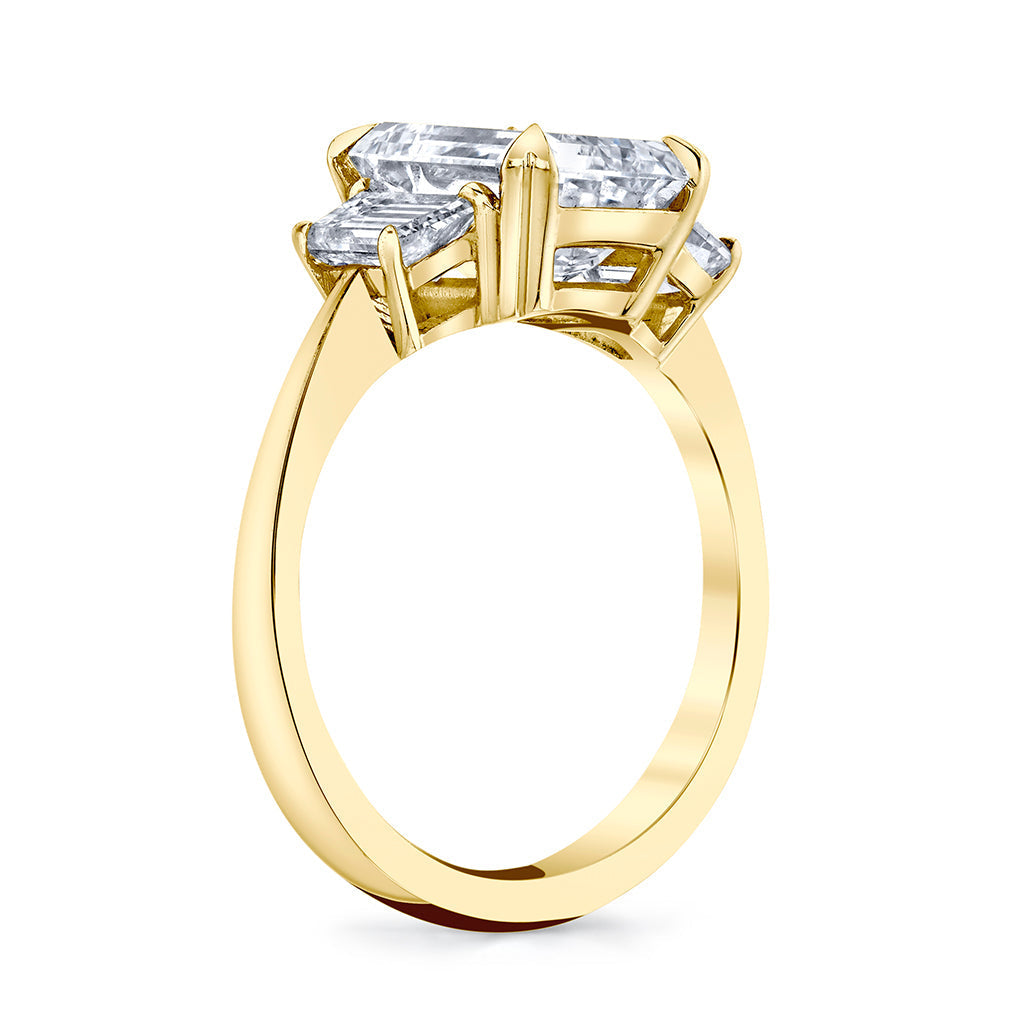 3.57CT Emerald Cut 3 Stone Moissanite Diamond Engagement Ring