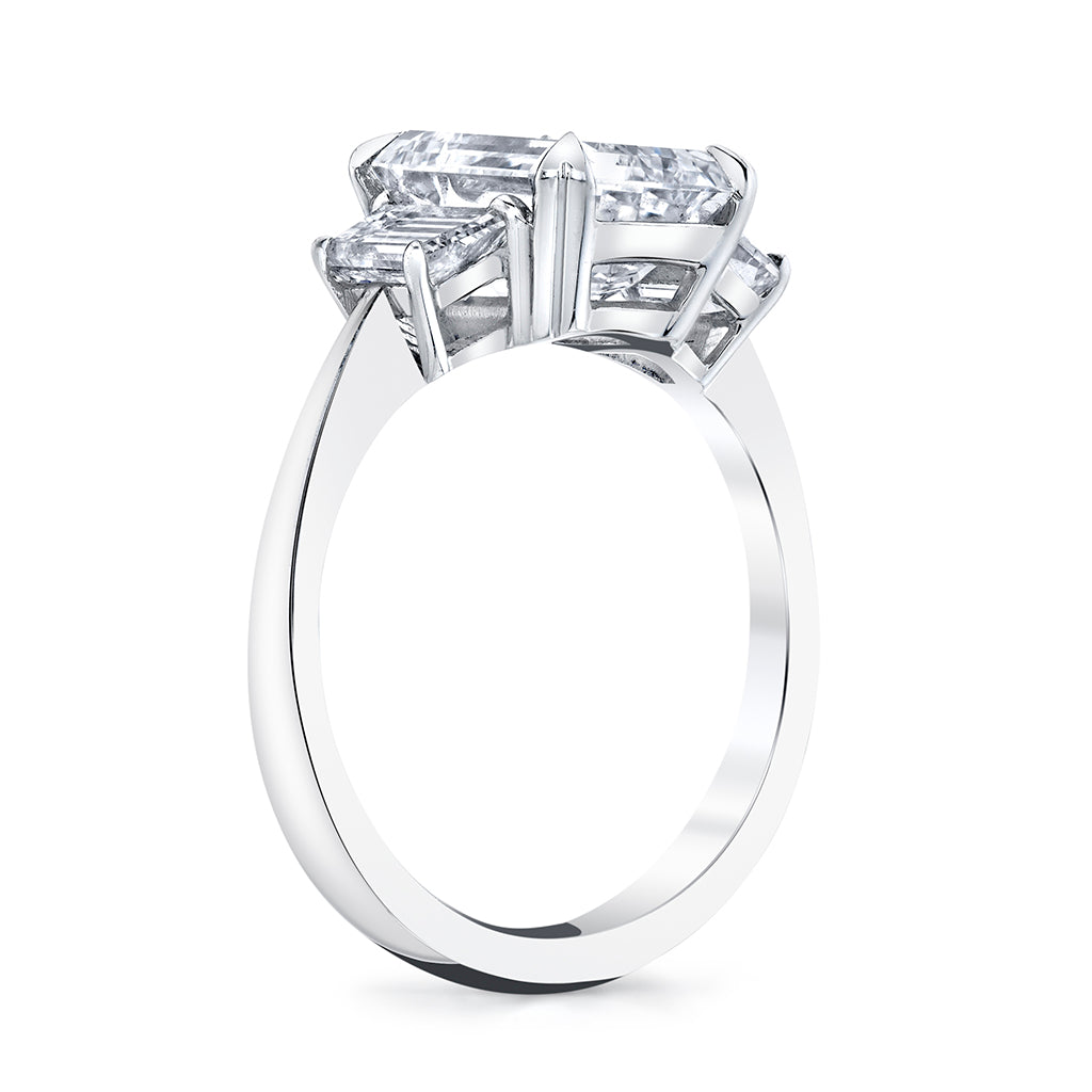 3.57CT Emerald Cut 3 Stone Moissanite Diamond Engagement Ring