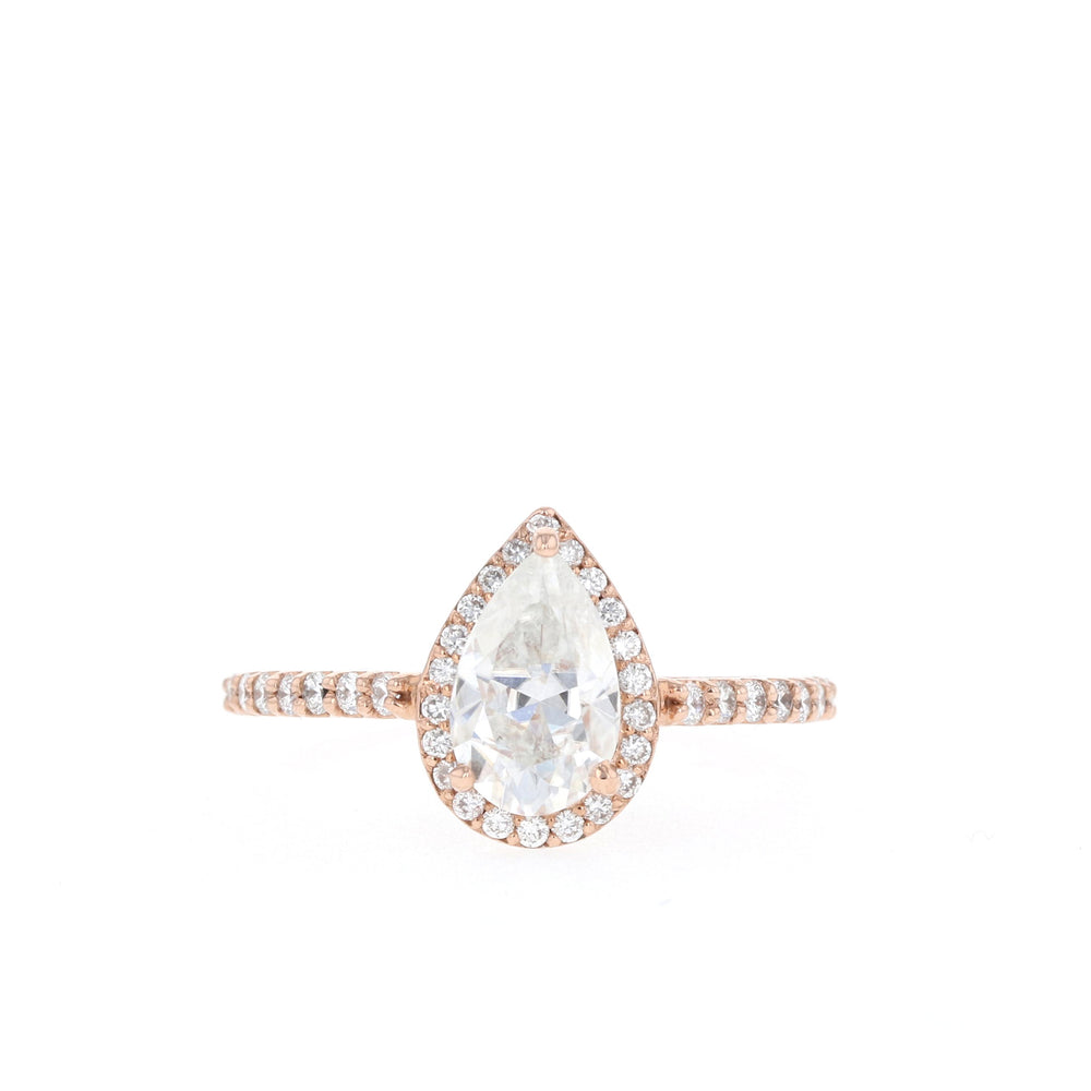 0.8CT Pear Moissanite Halo Diamond Engagement Ring
