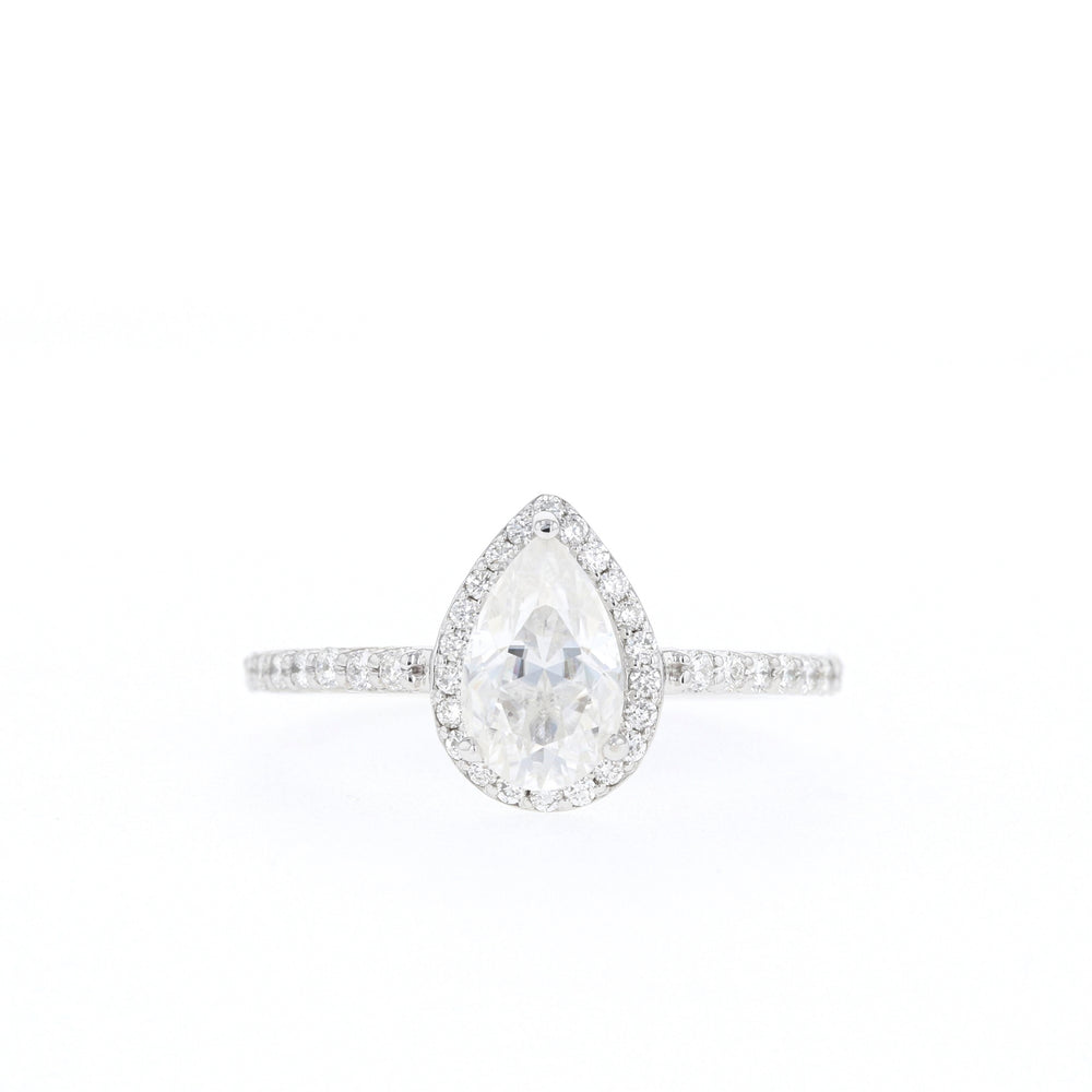 0.8CT Pear Moissanite Halo Diamond Engagement Ring