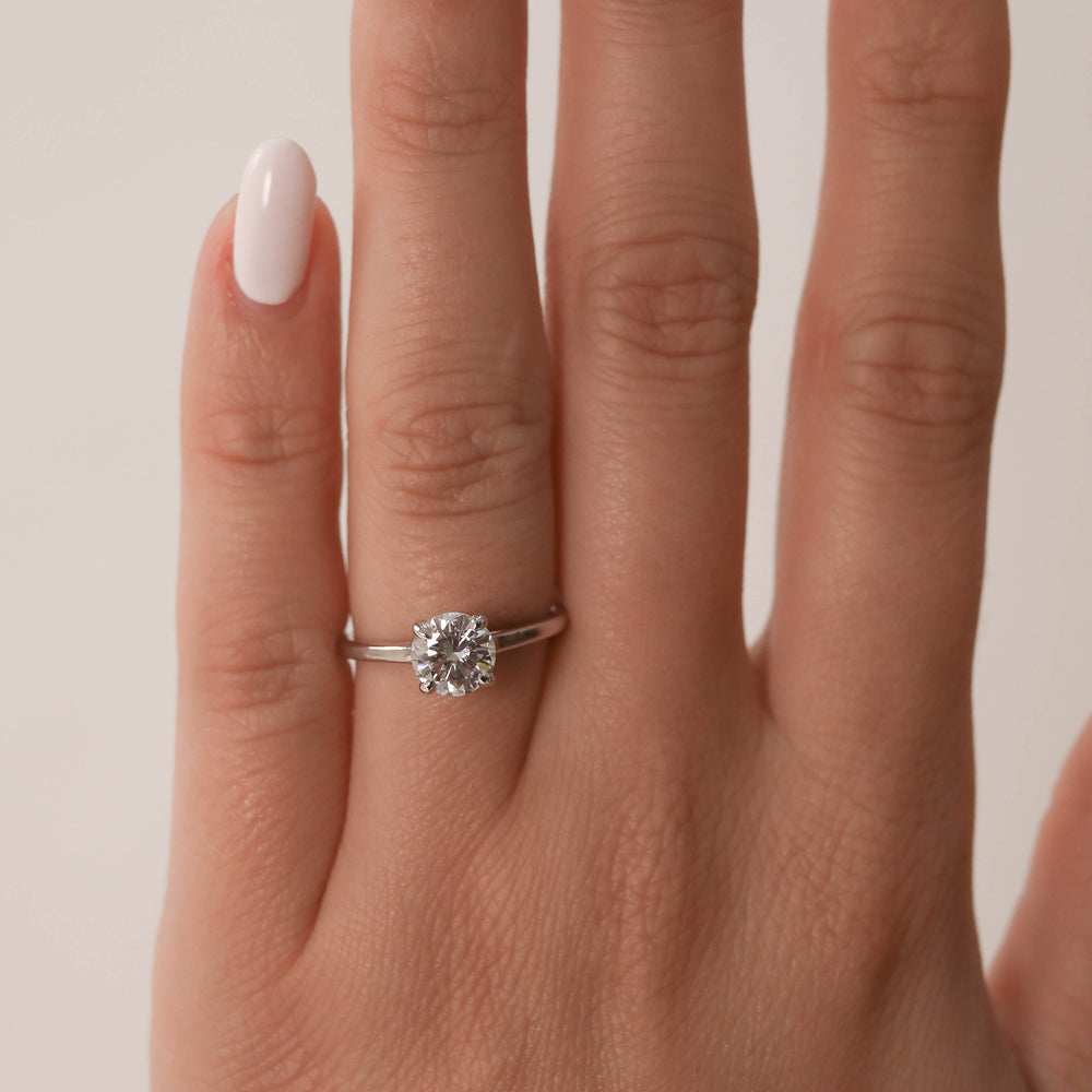 1.5ct Round Moissanite Solitaire Diamond Engagement Ring