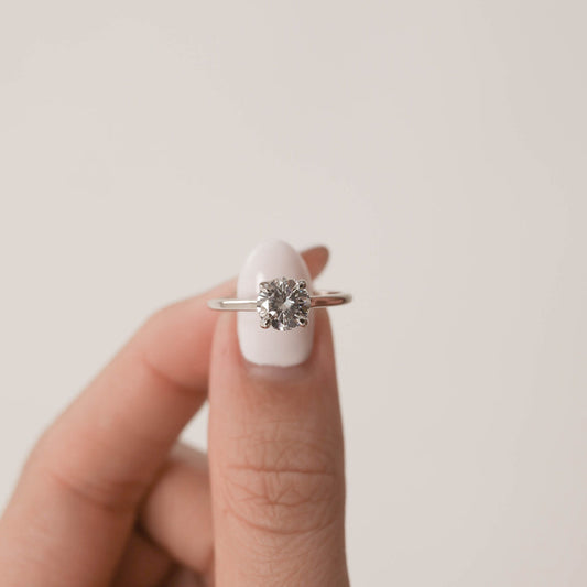 1.5ct Round Moissanite Solitaire Diamond Engagement Ring
