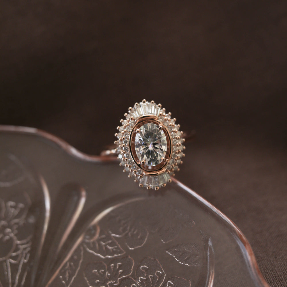 1.70CT Oval Cut Cluster Moissanite Diamond Engagement Ring