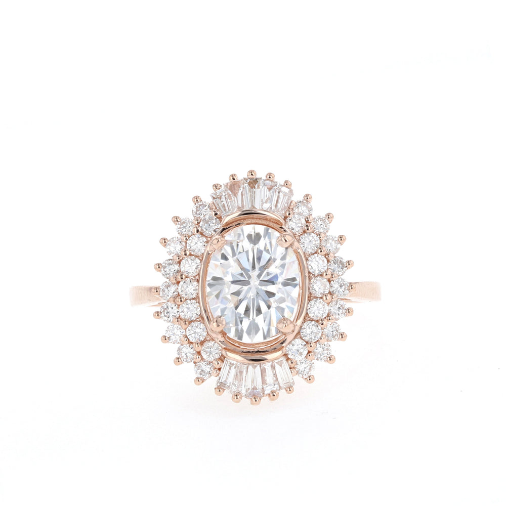 1.70CT Oval Cut Cluster Moissanite Diamond Engagement Ring