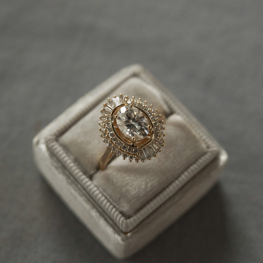 1.70CT Oval Cut Cluster Moissanite Diamond Engagement Ring