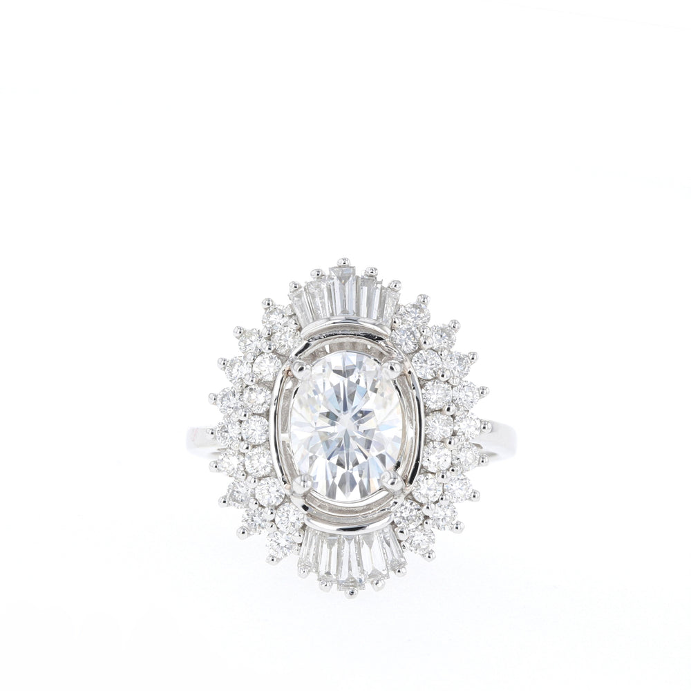 1.70CT Oval Cut Cluster Moissanite Diamond Engagement Ring