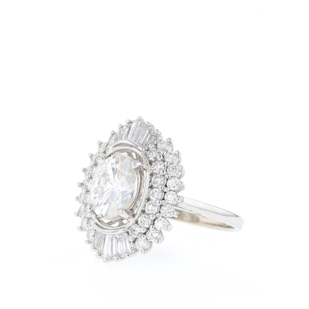 1.70CT Oval Cut Cluster Moissanite Diamond Engagement Ring