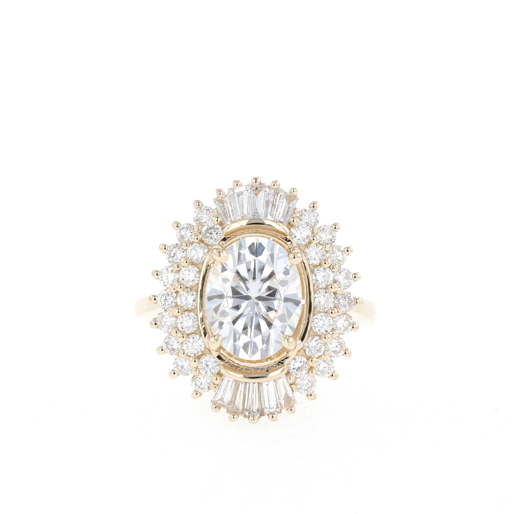 1.70CT Oval Cut Cluster Moissanite Diamond Engagement Ring