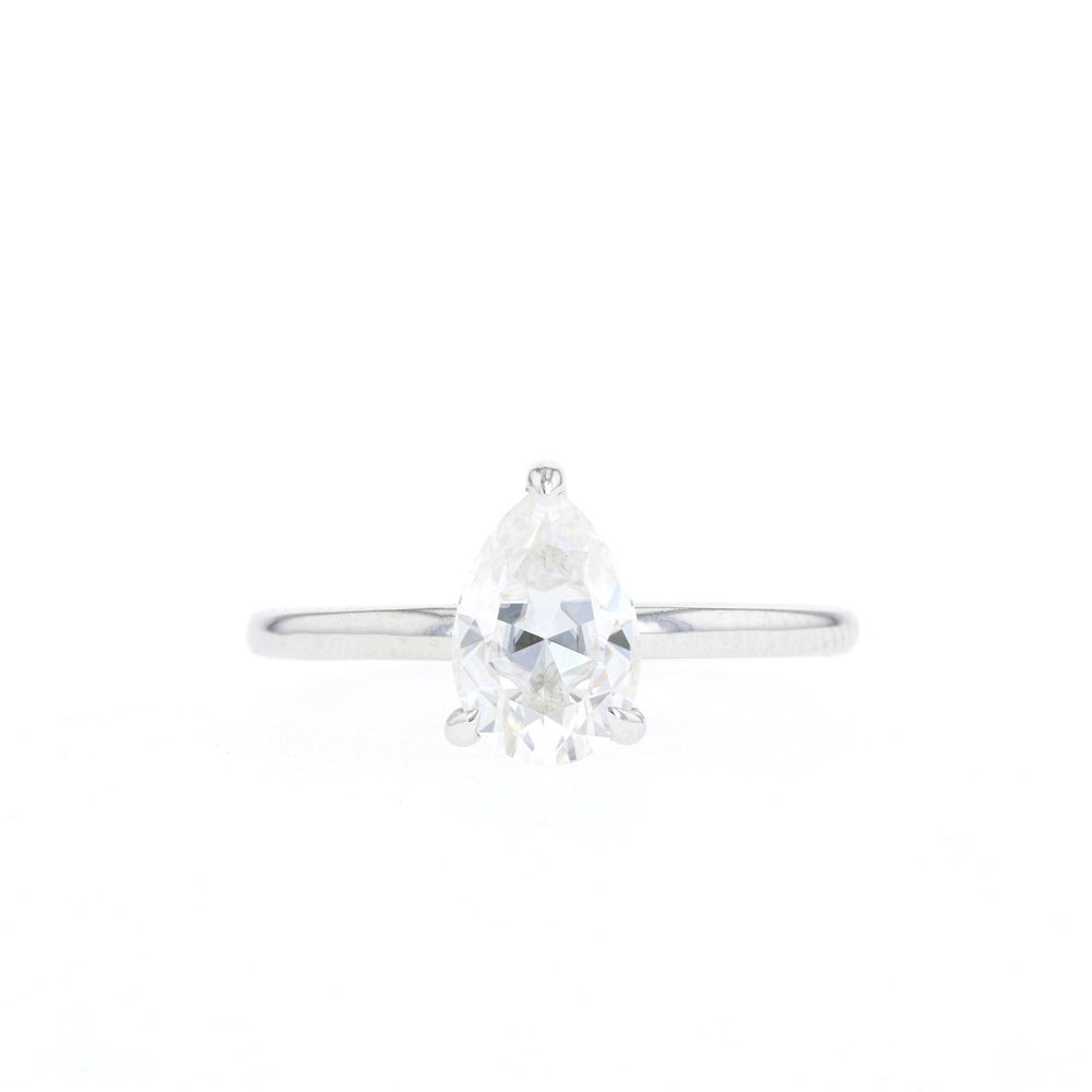 0.80CT Pear Moissanite Solitaire Diamond Engagement Ring