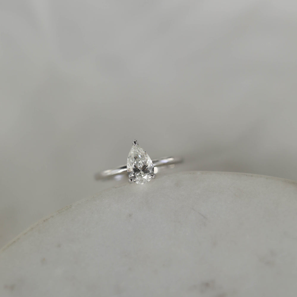 0.80CT Pear Moissanite Solitaire Diamond Engagement Ring